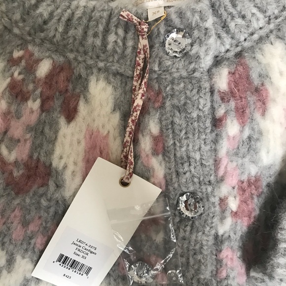 LoveShackFancy JAMIE CARDIGAN in FAIRY DUST GREY - Picture 4 of 5